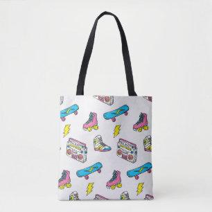 Vintager Themenhintergrund mit Sneakers Radio Skat Tasche