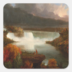Vintager Thomas Cole Fernsicht auf die Niagarafäll Quadratischer Aufkleber