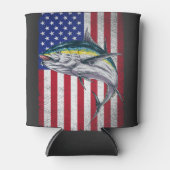 Vintager Thunfisch unter amerikanischer Flagge Dosenkühler (Vorderseite)