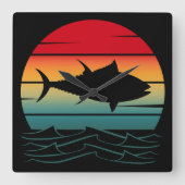 Vintager Thunfischfang Quadratische Wanduhr (Vorderseite)