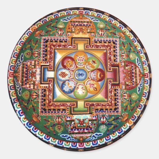 Vintager tibetischer tantrischer Buddhismus Mandal Runder Aufkleber (Vorderseite)