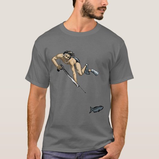 Vintager Tiefseetauchen mit Fisch T-Shirt (Vorderseite)