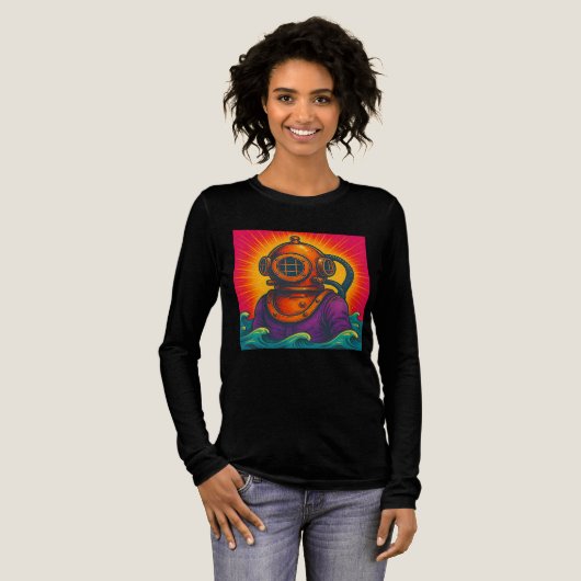 Vintager Tiefseetaucher Tri-Blend Shirt (Volle Vorderseite)