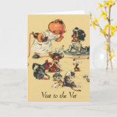 Vintager Tierarzt Besuch des Tierarztes Karte (Gelbe Blume)