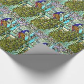 Vintager Tiffany beflecktes Glas-Pfau Geschenkpapier (Ecke)