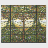 Vintager Tiffany beflecktes Glasfenster-Baum des Geschenkpapier (Flach)