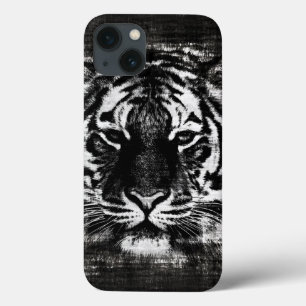 Vintager Tiger aus Schwarz und Weiß 2 iPhone 13 Hülle