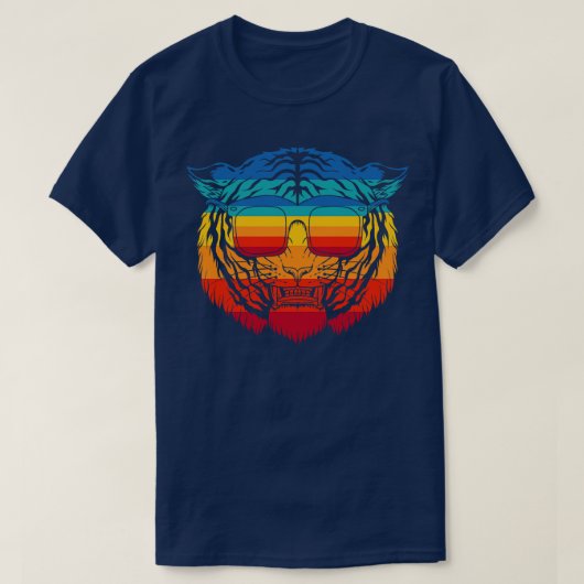 Vintager Tiger mit Brille T-Shirt (Design vorne)