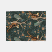 Vintager Tiger und Pfau Fleecedecke (Vorderseite (Horizontal))