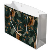 Vintager Tiger und Pfau Große Geschenktüte (Rückseite Schrägansicht)