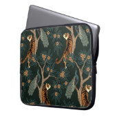 Vintager Tiger und Pfau Laptopschutzhülle (Vorderseite Links)