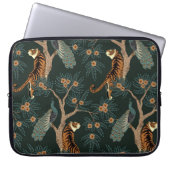 Vintager Tiger und Pfau Laptopschutzhülle (Vorderseite)