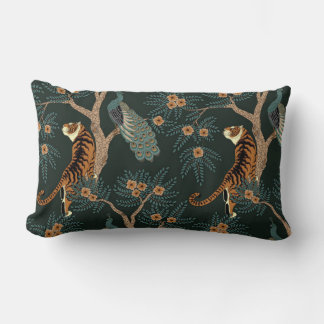 Vintager Tiger und Pfau Lendenkissen