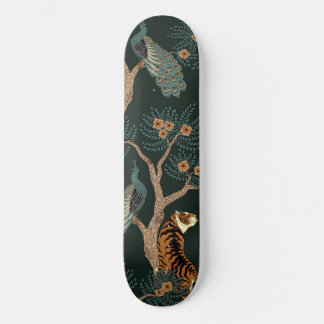 Vintager Tiger und Pfau Skateboard