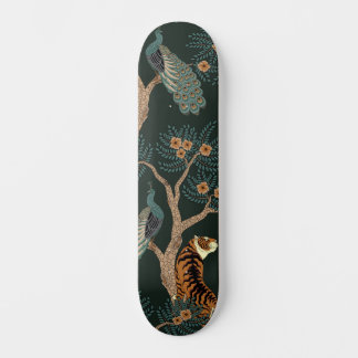 Vintager Tiger und Pfau Skateboard