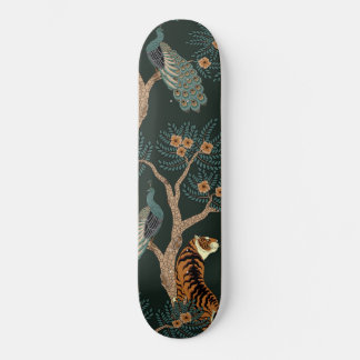 Vintager Tiger und Pfau Skateboard