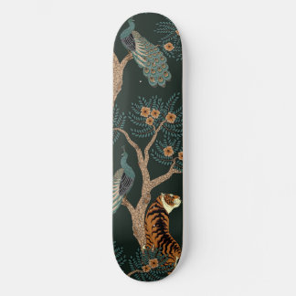Vintager Tiger und Pfau Skateboard