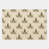 Vintager Tintenfisch auf Creme Geschenkpapier Set (Vorderseite 3)