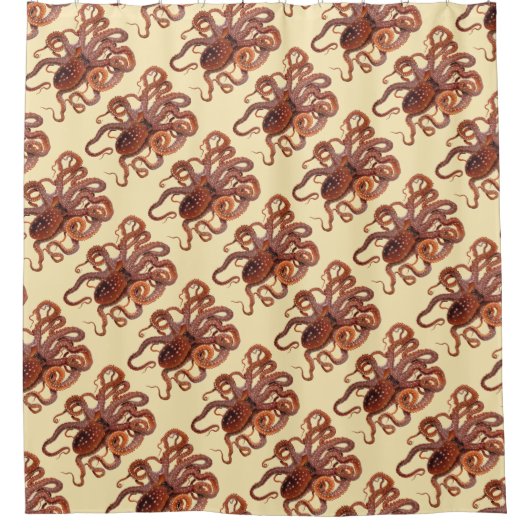 Vintager Tintenfisch Macropus, Meerwassertiere Duschvorhang (Vorderseite)