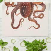 Vintager Tintenfisch Macropus, Meerwassertiere Geschirrtuch (Gefaltet)