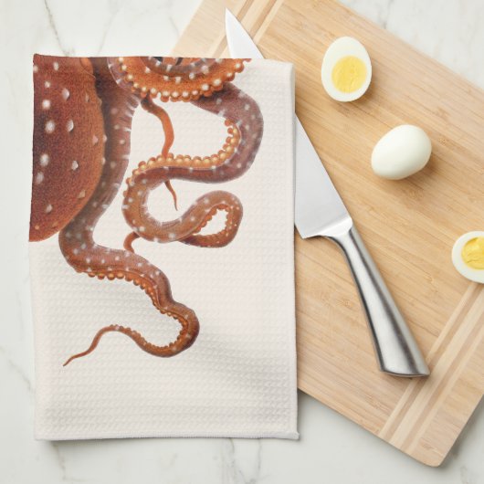 Vintager Tintenfisch Macropus, Meerwassertiere Geschirrtuch (Viertel Falte)