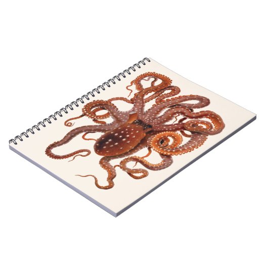 Vintager Tintenfisch Macropus, Meerwassertiere Notizblock (Linke Seite)