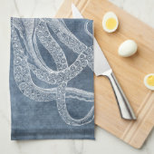 Vintager Tintenfisch, Twilight Blue Denim Geschirrtuch (Viertel Falte)