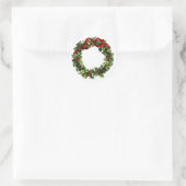 Vintager Tod mit Red Bow Holly Geschenksammlung Runder Aufkleber (Tasche)