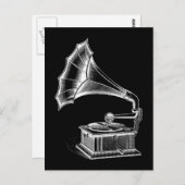 Vintager Tonträgerrekorder Musical Black Postkarte (Vorne/Hinten)