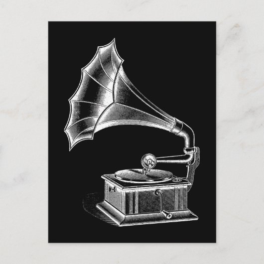 Vintager Tonträgerrekorder Musical Black Postkarte (Vorderseite)