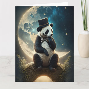 Vintager Top Hat Moon Panda Bär Karte