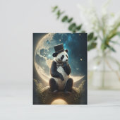 Vintager Top Hat Moon Panda Bär Postkarte (Stehend Vorderseite)