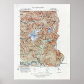 Vintager topografischer Kartenberg Baker Poster (Vorne)