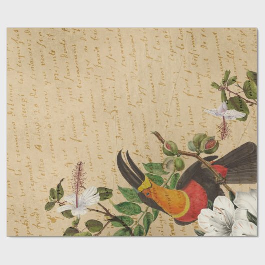 Vintager Touch und tropische Blume Geschenkpapier (Flach)