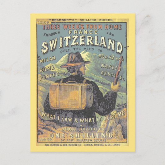 Vintager Touristenführer Schweiz und Alpen Postkarte (Vorderseite)