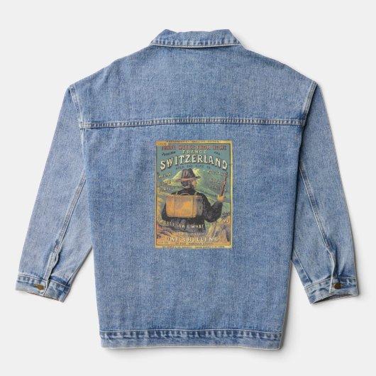 Vintager Touristenführer zur Schweiz Kunst abdecke Jeansjacke (Rückseite)