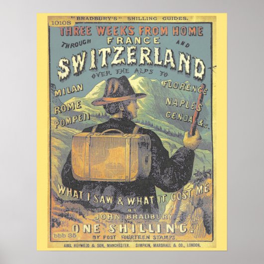 Vintager Touristenführer zur Schweiz Kunst abdecke Poster (Vorne)