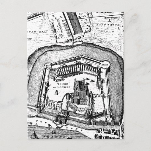 Vintager Tower of London Retro Map England Postkarte (Vorderseite)