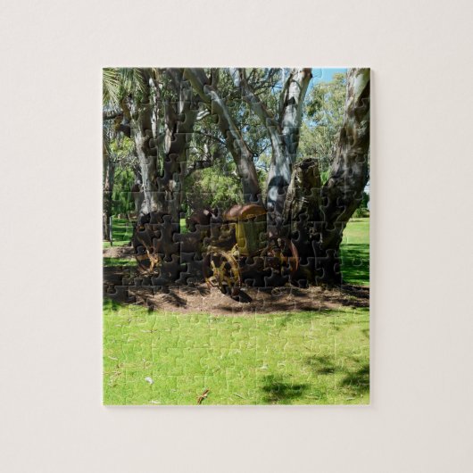 Vintager Traktor am Fluss, Puzzle (Vertikal)