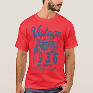 Vintager Traktor Bauer Geburtstag Geboren 1936 & E T-Shirt