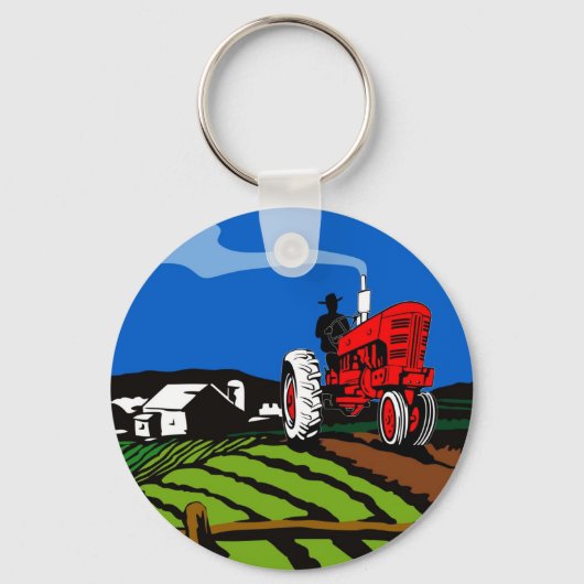 Vintager Traktor-Retrostil Schlüsselanhänger (Vorderseite)
