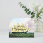 Vintager Transport Antiquitätenschiff auf See Postkarte (Stehend Vorderseite)