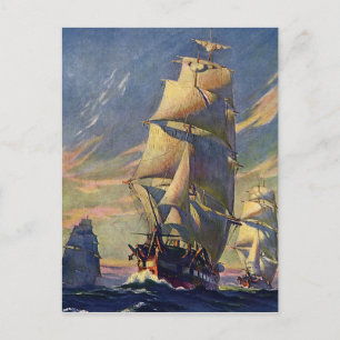 Vintager Transport, Clipper Ships auf See Postkarte