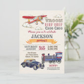 Vintager Transport Einladung zum Geburtstag / Jung (Stehend Vorderseite)