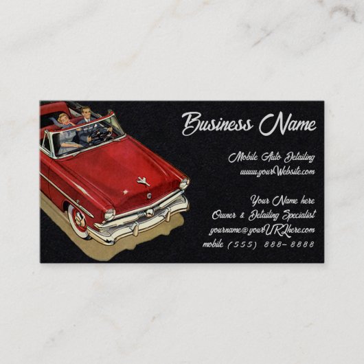Vintager Transport, Retro-rotes Cabrio Visitenkarte (Vorderseite)