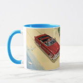 Vintager Transport, roter Cabrio-Strand Tasse (Links)