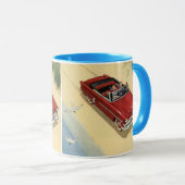 Vintager Transport, roter Cabrio-Strand Tasse (VorderseiteRechts)