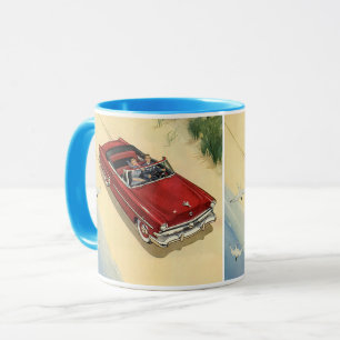 Vintager Transport, roter Cabrio-Strand Tasse