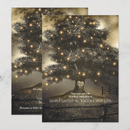 Vintager Tree & Night Lights Hochzeitsempfang Einladung