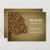 Vintager Tree Rustic Wedding Rett Datum Postkarte (Vorne/Hinten)